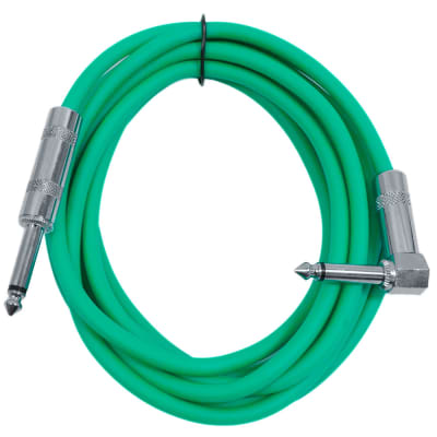 4 Pack - 10' Green Guitar Cable TS 1/4" to Right Angle - Instrument Cord image 2