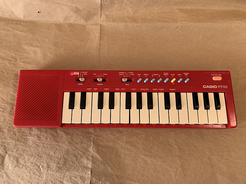 Casio PT-10 29-Key Mini Synthesizer Keyboard 1980s - Red GC