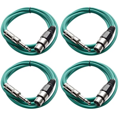 4 Pack of 1/4 Inch to XLR Female Patch Cables 6 Foot Extension Cords Jumper - Green and Green image 1