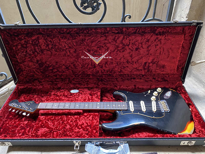 Fender Stratocaster Limited Edition Custom Shop Dual Mag II 2021 Black over  Sunburst relic