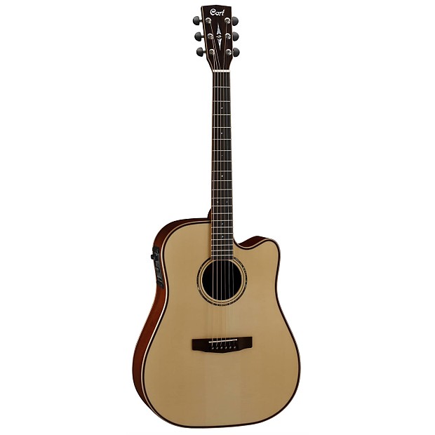 Cort AS-M4 NAT Solid Sitka Spruce/Mahogany Dreadnought Cutaway with Electronics Natural Glossy image 1