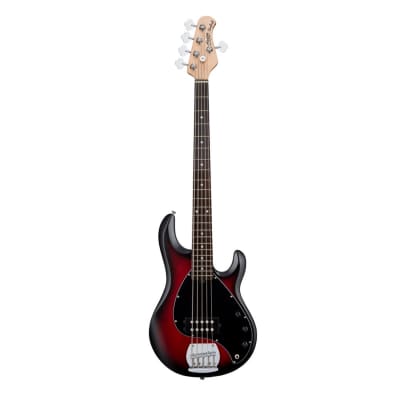 Sterling by Music Man RAY5-RRBS-R1Ruby Red Burst Satin, 5-String Bass Guitar image 1
