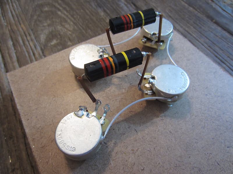 Les Paul CTS Long Shaft '50s Style Pre-Wired Harness Kit | Luxe Bumble Bee Capacitors image 1