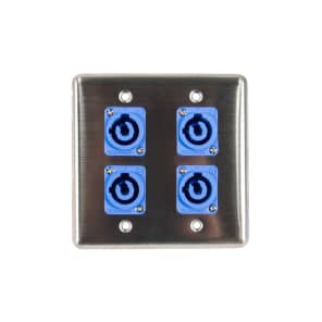 OSP Q-4-4PCA Stainless Steel Quad Wall Plate with 4 Powercon A Connectors