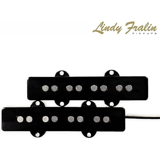 Lindy Fralin Split Jazz Bass Pickups Set - Standard Wind - Black Covers image 1