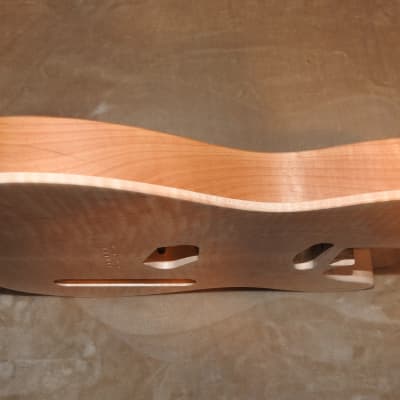 Unfinished Telecaster Body Book Matched Figured Flame Maple Top 2 Piece Alder Back Chambered, Standard Tele Pickup Routes 4lbs 1.3oz! image 19
