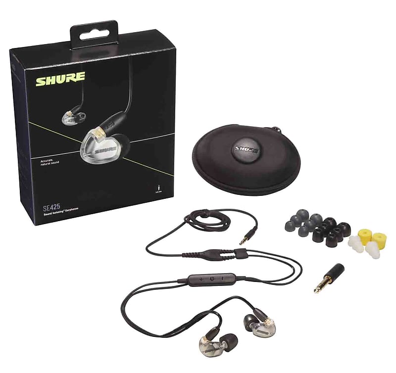 Shure SE425-V+UNI Sound Isolating Earphones with 3.5mm Cable, Remote and Mic - Silver image 1