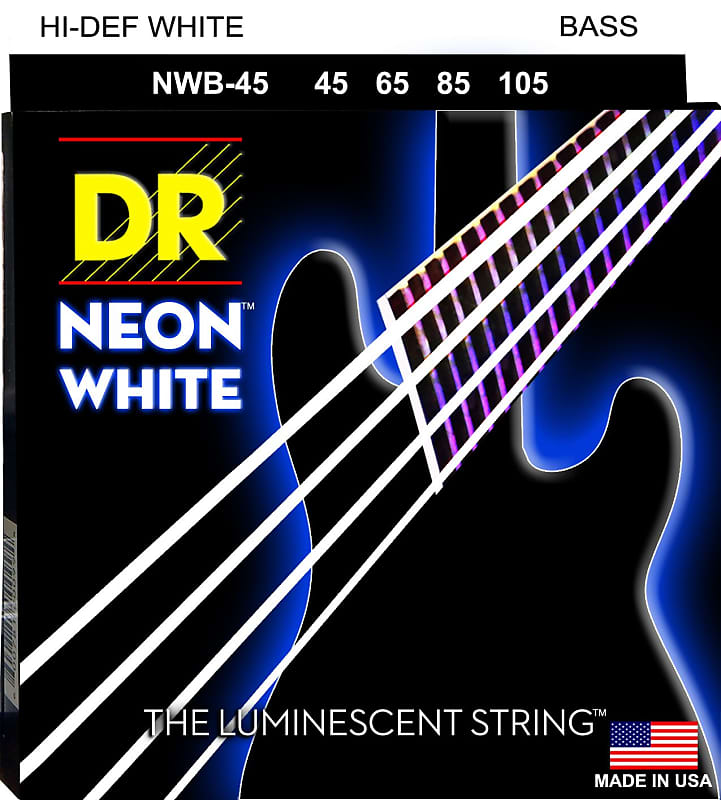 DR NWB-45 Neon White Bass Guitar Strings gauges 45-105 image 1