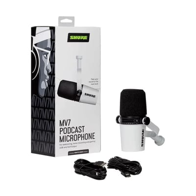 Shure MV7 White (Limited Edition) Podcast Microphone (both USB