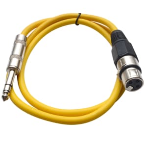 Seismic Audio SATRXL-F2YELLOW XLR Female to 1/4" TRS Male Patch Cable - 2'