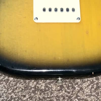 Vintage 1980s Fernandes Electric guitar Strat copy made  in  japan Sunburst image 9
