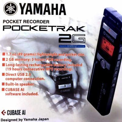 2008 Yamaha Pocketrak 2G 2GB Tiny Stereo Pocket Recorder With Original Box, Soft Case & Cubase AI 4 DVD ROM image 2