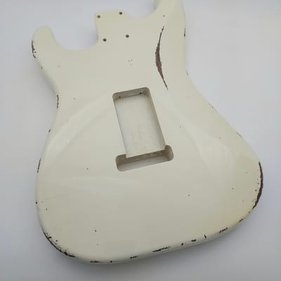 4lbs 2oz Nitro Lacquer Aged Relic Olympic White S-Style Vintage Custom Guitar Body image 7