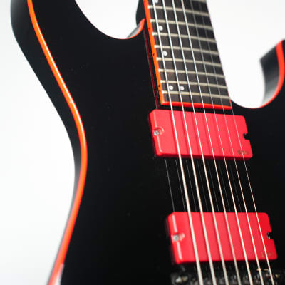 Super rare ESP E-II M-II 7 Seven - Black w/ red binding | Reverb