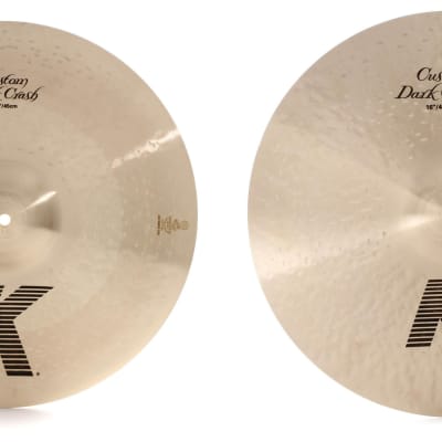 Zildjian 18 inch K Cust Dark Crash Cymbal  Bundle with Zildjian 16 inch K Custom Dark Crash Cymbal image 1