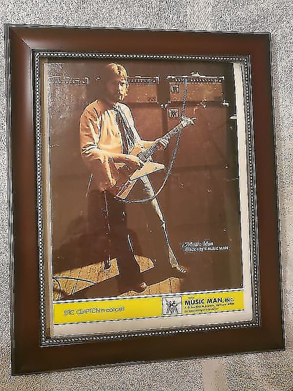 1976 Music Man Promotional Ad Framed Eric Clapton Gibson Explorer Original image 1