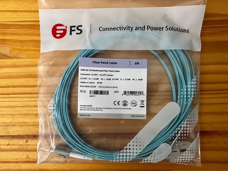 FS 5m (16ft) LC UPC to SC UPC Duplex OM4 Multimode PVC (OFNR) | Reverb