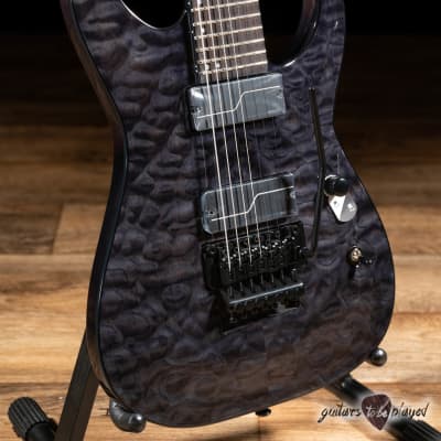 ESP LTD BUZ-7 Buz McGrath 7-String Floyd Rose Guitar w/ Case – See Thru Black image 3