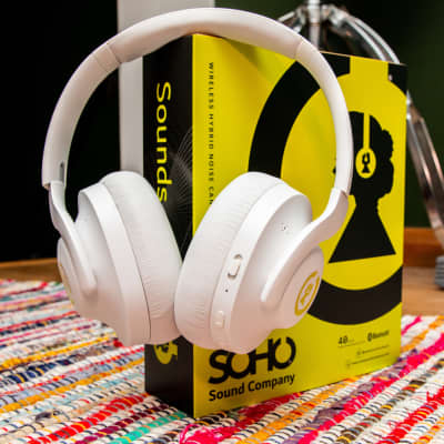 Soho Sound 45s Bluetooth Wireless Active Noise Cancelling (ANC) Headphones, White City House image 2