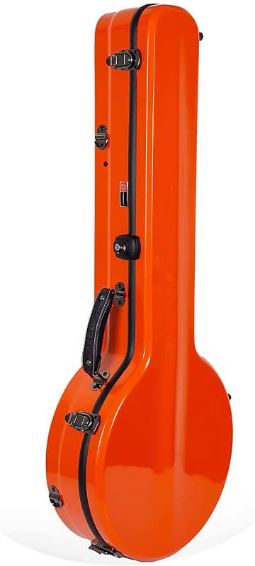 Crossrock Fiberglass Banjo Case-Fits Mastertone & Most 5-String Styles, with Interior Compartment, Backpack Straps, Hygrometer, TSA Lock-Orange image 1