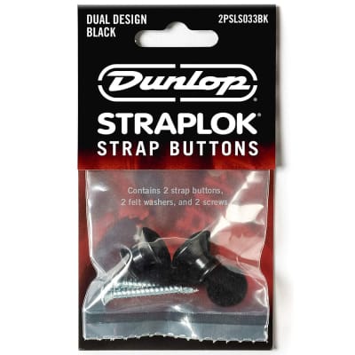 Dunlop Straplok Dual Design Strap Button Set Black 2PSLS033BK
