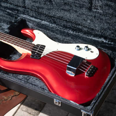 Classic 1990's Mosrite  Ventures Model '64 Vintage Reissue Bass - Candy Apple Red - Made In Japan image 5