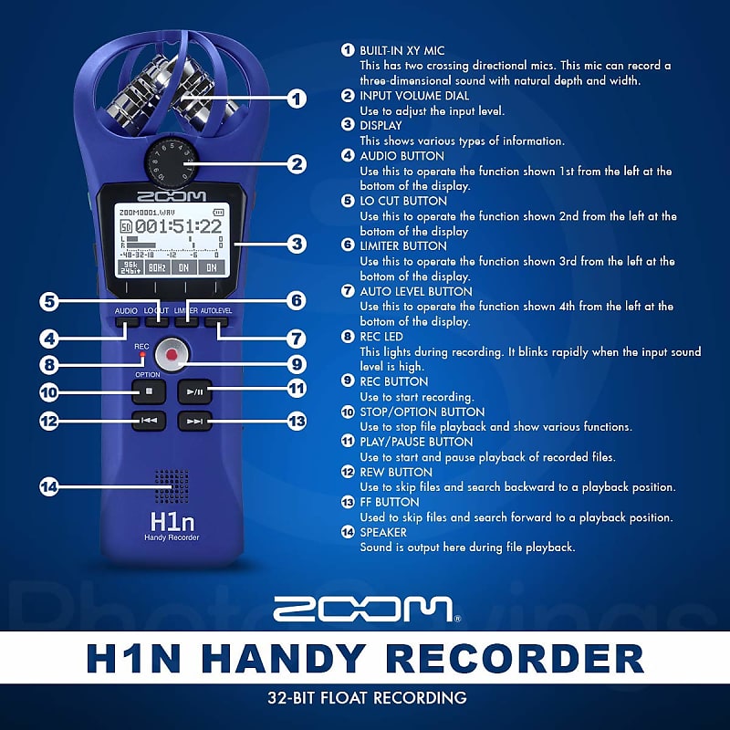 Zoom H1n 2-Input / 2-Track Portable Handy Recorder with Onboard X