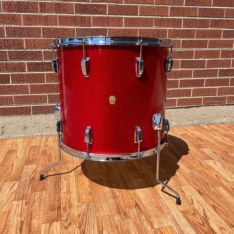 1960s Ludwig 16x18 Floor Tom Drum Red Sparkle | Reverb UK