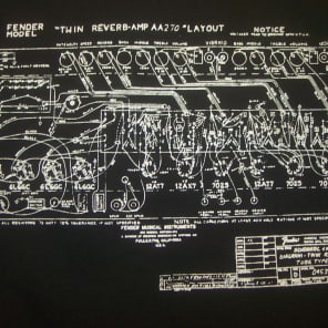 Fender Twin Reverb AA270 70's Black Schematic T Shirt image 2