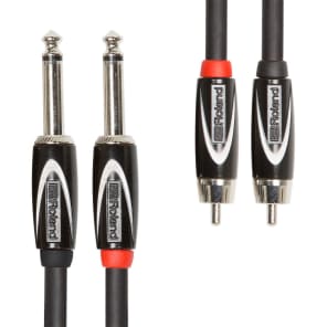 Roland RCC-10-2R28 Black Series Dual RCA to Dual 1/4" TS Stereo Interconnect Cable - 10'