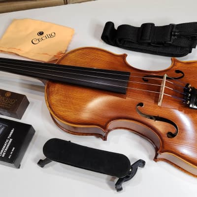 Cecilio 4/4 Advanced Level Violin Featuring Aged 7+ Years - Solid Spruce Top Highly Flamed One-Piece Maple Back and Sides All-Ebony Components, Independent Fine-Tuners, Brazilwood Bows, Hand-Rubbed Oil Finish... image 12