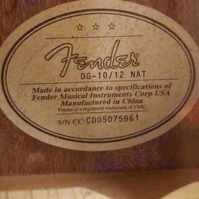 Fender DG-10/12 12-String Acoustic Guitar - Natural image 8