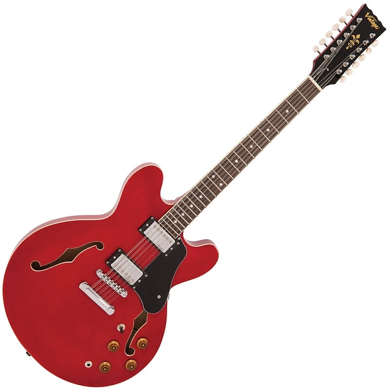 Vintage Reissue Series, Semi Hollow VSA500CR-12 Set neck w/Offset heel, 12 String, Cherry Red image 1