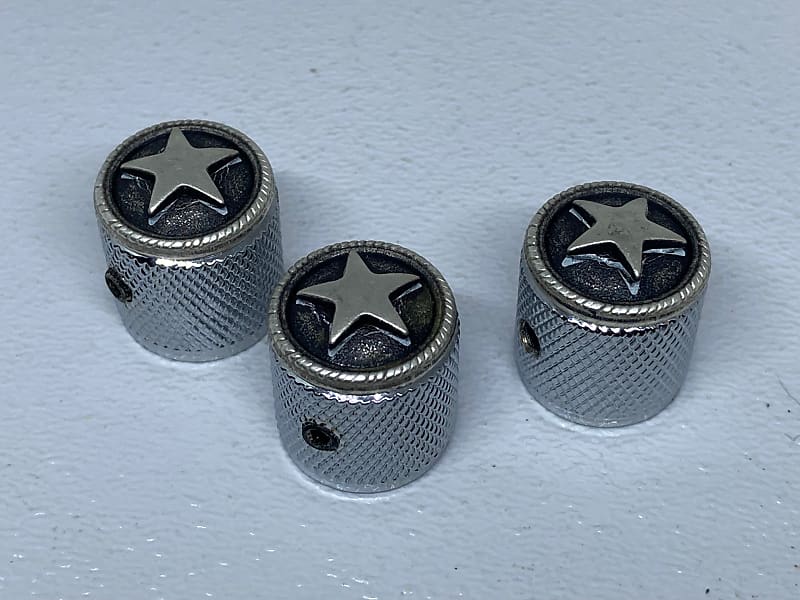 Guitar bling knurled star guitar knobs 2023 silver Reverb