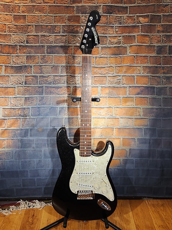 Fender Starcaster Strat Black Sparkle New Strings Set Up Reverb