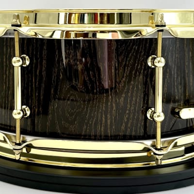 Kings Custom Drums Black & Gold Oak Stave Snare (5.75" x 14") 2024 - High Gloss Lacquer image 7