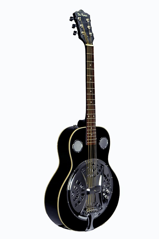 De Rosa DBI-8-VSB-BK Laminated Spruce Top Maple Neck 6-String Resonator Acoustic Guitar -  Black image 1