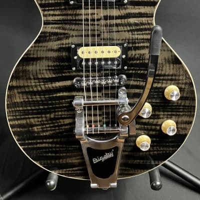 Vintage V100BLB Reissued Series Electric Guitar Flamed Black Burst w/ Bigsby image 2