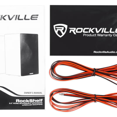 Pair Rockville RockShelf 64W White 6.5" Home Bookshelf Speakers w/29" Stands image 6