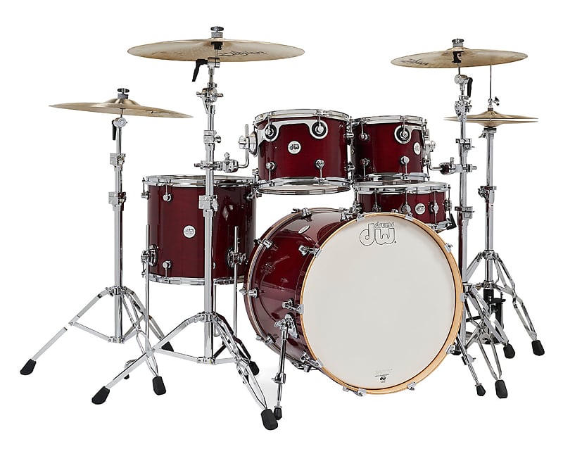 DW Design Series 4-pc Maple Shell Pack Cherry Stain w/ 22" Kick image 1
