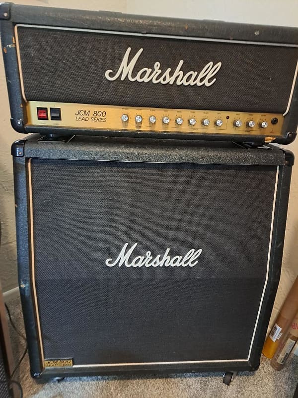 Marshall JMC 800 Lead Series 2210 100 watts w/ Marshall Lead Series 1960A  4X12 cabinet w/ 4 Celestion G12T-75 speakers JCM 800 2210 1985 - Some Wear  & ...