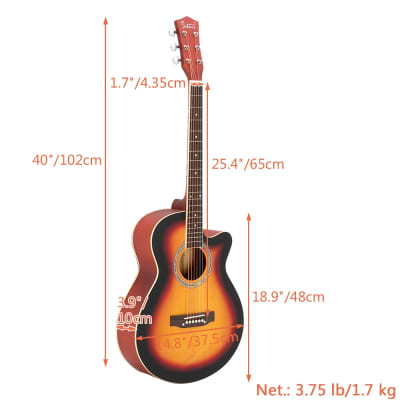 Glarry GT501 40 Inch Cutaway Auditorium Acoustic Guitar Matte Spruce Front Folk Sunset image 6