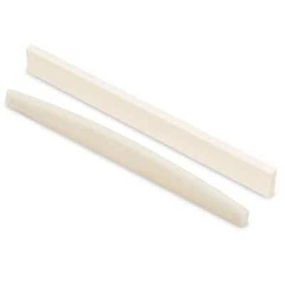 StewMac Bleached White Bone Saddles, For Gibson, shaped