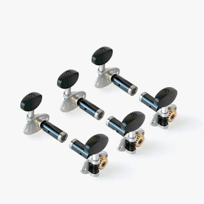 Schertler 3+3 Satin Chrome Tuners with Ebony Knobs for Classical Guitars TBRPRO-CH-CL-E for sale