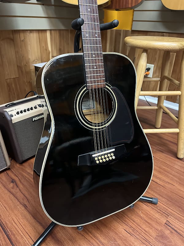 Ibanez  V302 12- string acoustic guitar  1981 Made in Japan- Black Truss rod max'd w/OHSC image 1