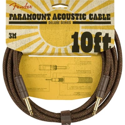 Fender Paramount Acoustic Instrument Cable, 3m/10ft, Brown for sale