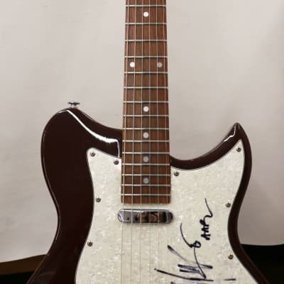 Washburn Lyon LI38 Brown Electric Guitar Autographed by Mike Kennerty with Soft Case image 5