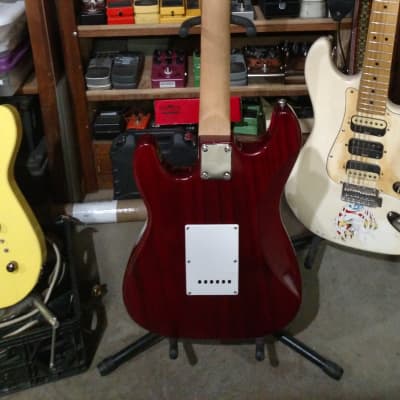 Glenn Burton Strat Type Double Cut See Through Red Guitar With New Fret Work. image 8