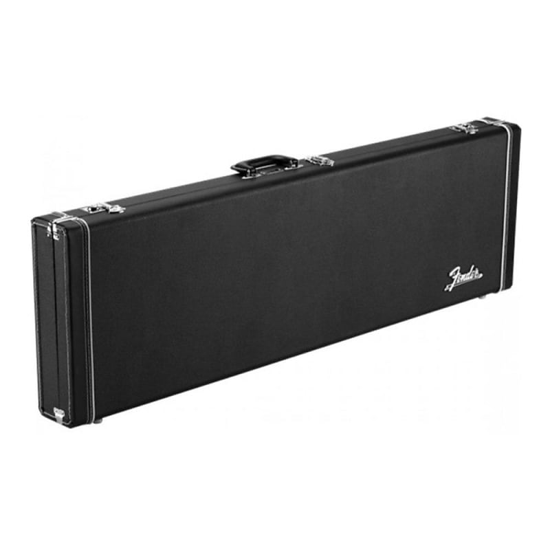 Fender Classic Series Wood Case - Mustang/Duo Sonic with Triple Chrome Plated Hardware, Black Vinyl 3-Ply Hardshell Wood Case, and Crushed Acrylic Plush (Black) image 1