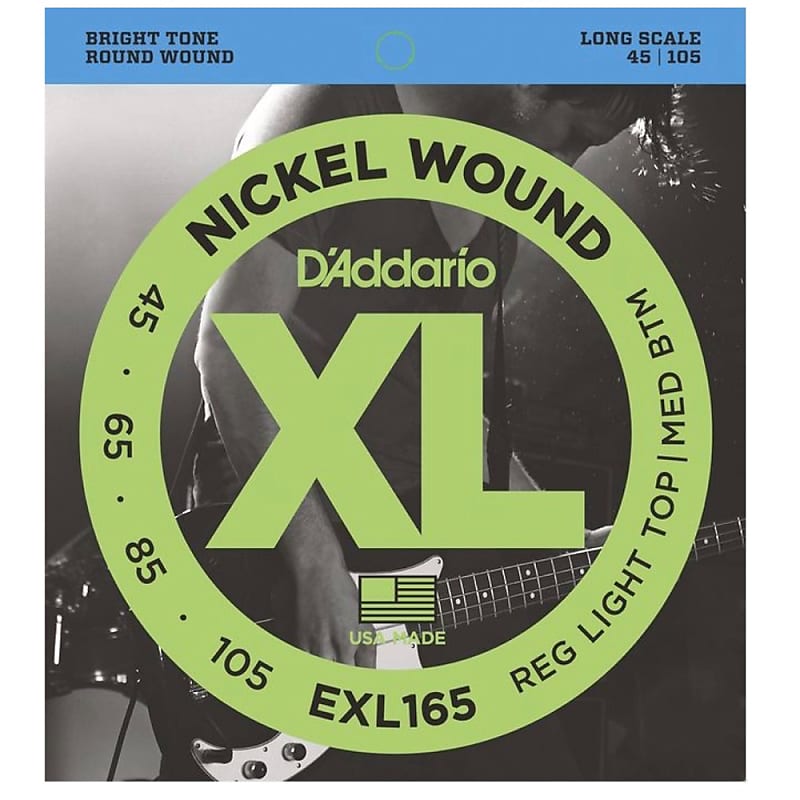 D'Addario EXL165 XL Nickel Wound Bass, Custom Light, 45-105, Long Scale image 1